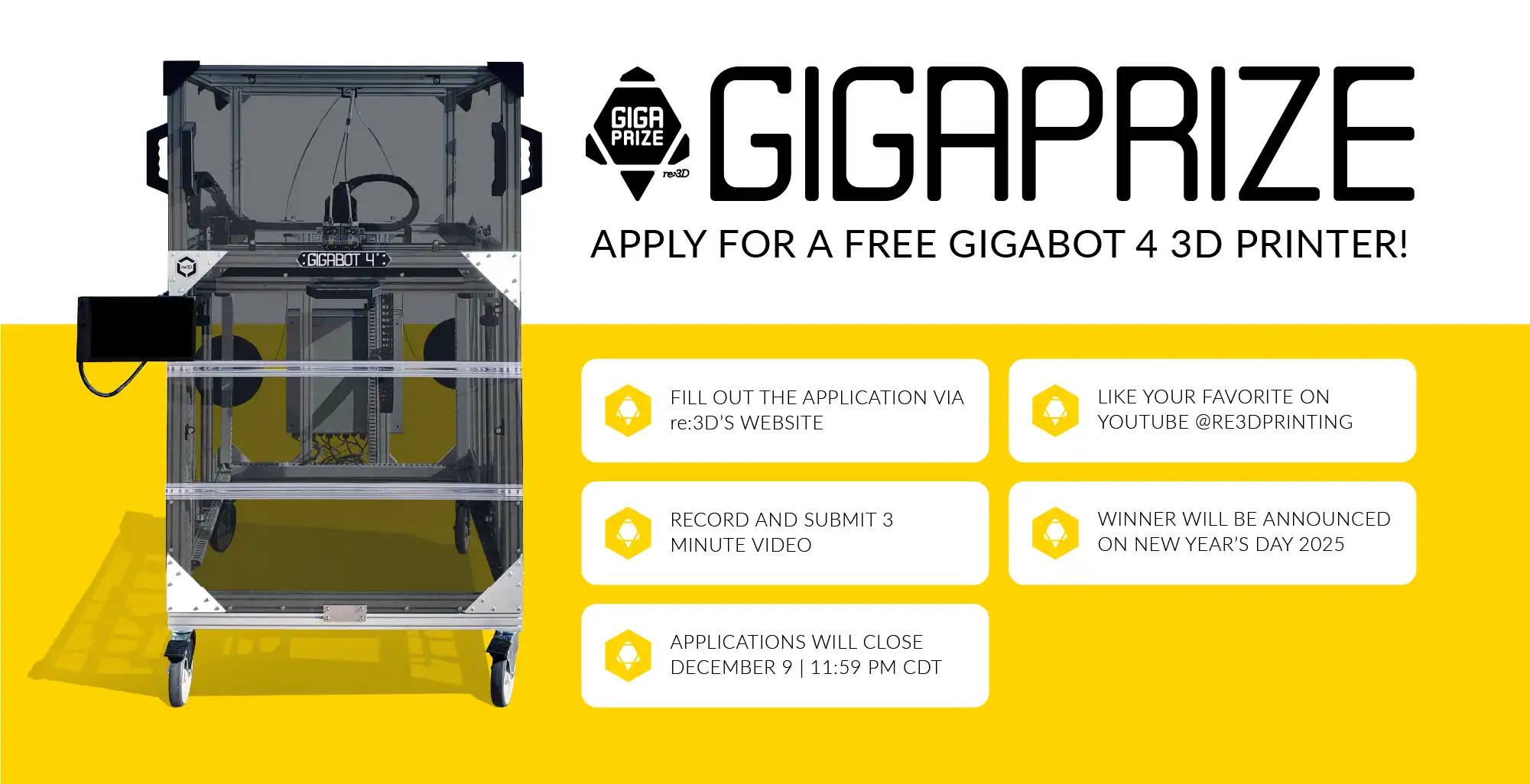 3D printer with the Gigaprize instructions on how to apply