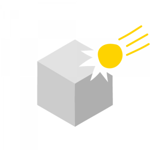 High Strength icon featuring a cube with a ball trying to break it