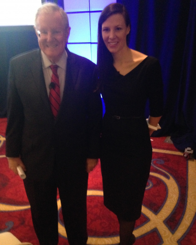 Sam poses w/Steve Forbes before the 3D Printing Panel at the Forbes Reinventing America Summit